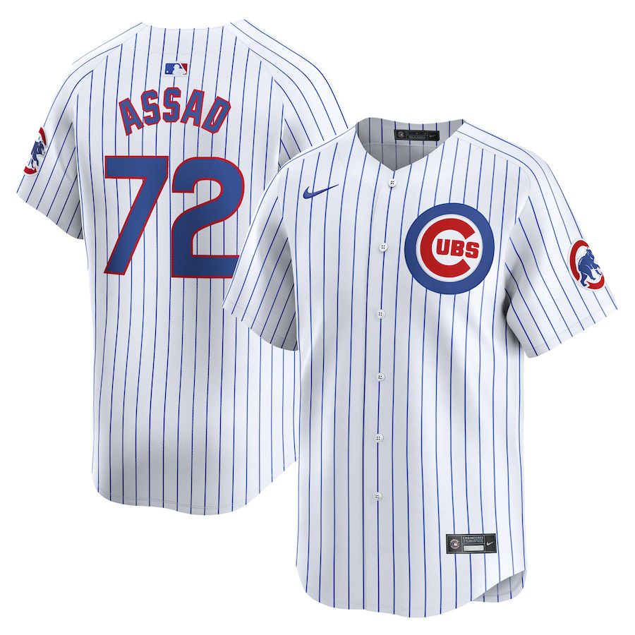 Men Chicago Cubs #72 Javier Assad Nike White Home Limited Player MLB Jersey-0